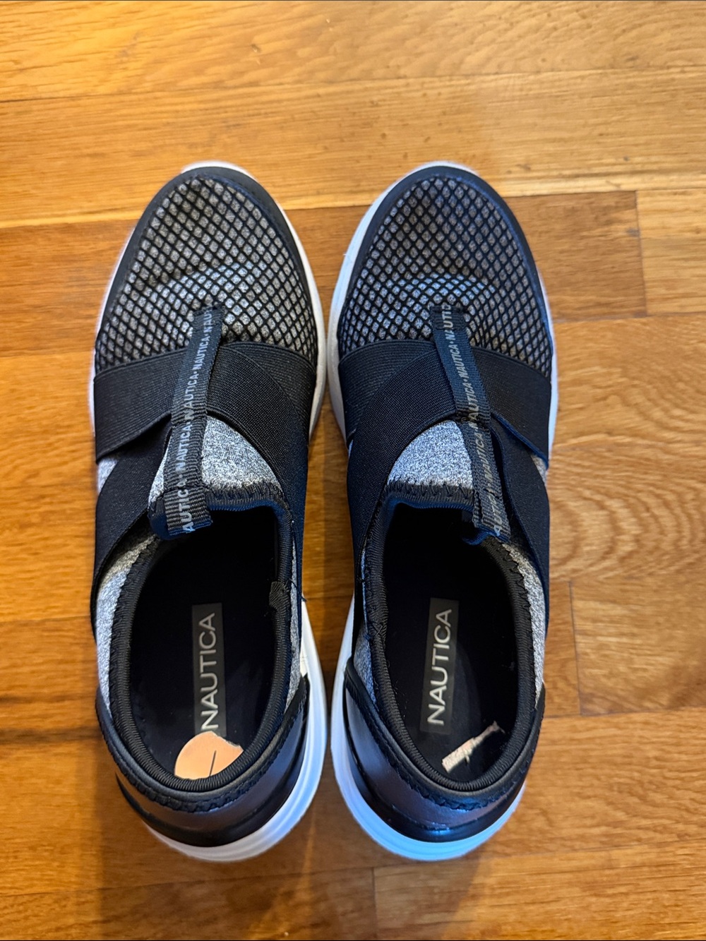 Nautica Black and White Slip-On Athletic Sneakers